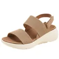 Sandalias de plataforma para mujer con tiras de punto y velcro ajustable en marrón - EU 38 / Albaricoque