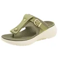 Green platform thong sandals for women with adjustable metal buckles and soft MD sole - EU 41 / Green