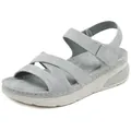 Women's light grey platform sandals with cross straps and velcro closure for comfort - EU 36 / Gray