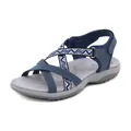 Women's dark blue sporty sandals with geometric patterned straps and arch support - EU 36 / Sapphire Blue