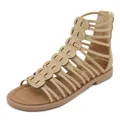 Μπεζ gladiator σανδάλια με λουράκι snake-pattern και φερμουάρ στη φτέρνα - EU 35 / Καμηλό