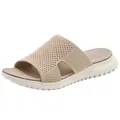 Women's sporty knit slide sandals in beige with thick white cushioned platform sole - EU 37 / Apricot