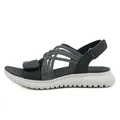 Women's sport sandals featuring black and white woven straps and chunky wave sole - Black / EU 35