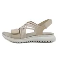 Women's sporty elastic strap sandals in beige with adjustable velcro and thick cushioned sole - Apricot / EU 35
