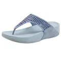 Light blue wedge platform sandals with rhinestone embellishments and a sporty wave sole - EU 35 / Blue