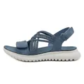 Women's sporty blue sandals with woven straps and chunky white cushioned wave soles - Sapphire Blue / EU 35
