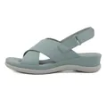 Women's platform wedge sandals with dusty blue crisscross straps and velcro closures - EU 36 / Blue