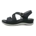 Women's wedge sandals in navy blue with cross straps and gold round buckle - EU 36 / Black