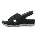 Women's deep blue wedge sandals with adjustable strap and platform sole - EU 36 / Black