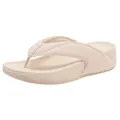 Beige platform thong sandals with ergonomic cushioned sole and thick leather straps - EU 36 / Apricot