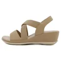 Sandalias de cuña beige para mujer con tiras elásticas cruzadas y textura granulada - EU 35 / Albaricoque