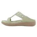 Bohemian wedge sandals in sage green with rhinestones and ergonomic platform sole - EU 36 / Green