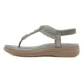 Sandalias de cuña gris metalizado para mujer con pedrería y detalles trenzados bohemios - EU 36 / Gris
