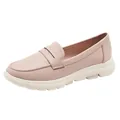 Women's casual nude pink penny loafers with thick white non-slip cushioned soles - EU 35 / Apricot