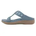 Blue bohemian wedge flip-flops with rhinestone weaving and comfy latex sole - EU 36 / Blue