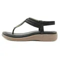 Women's black thong sandals with gold metal trim and elastic strap for comfort - EU 36 / Black