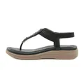 Sandalias de cuña negras para mujer con pedrería púrpura y correa elástica al talón - EU 36 / Negro