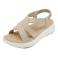 Sandalias de cuña con plataforma para mujer con tiras cruzadas de strass beige - EU 41 / Albaricoque