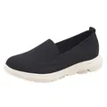 Black and white knit slip-on walking shoes with breathable texture and thick sole - EU 35 / Black