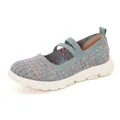 Women's multi-color knit flat shoes with double elastic straps and thick anti-slip sole - EU 35 / Green