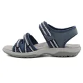 Navy blue sports sandals with adjustable velcro straps and grey anti-slip rubber sole - EU 42 / Sapphire Blue