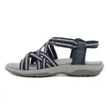 Women's outdoor sports sandals with blue patterned straps and gray non-slip sole - EU 36 / Sapphire Blue