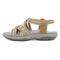 Women's outdoor sports sandals with beige woven straps and adjustable velcro in grey - EU 36 / Apricot