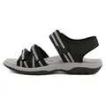 Women's sports sandals in black with geometric patterns and hook-and-loop straps - EU 40 / Black