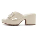 Chic beige platform mule sandals with thick block heels and square buckle for women - EU 35 / Off White