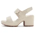 Sandalias beige con plataforma, correas con textura y tacón ancho para mujer - EU 35 / Blanco Roto