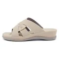 Beige wedge sandals for women with woven cross straps and studded details on a thick sole - EU 36 / Apricot