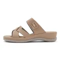 Women's minimalist beige platform wedge sandals with criss-cross straps and square buckle - EU 36 / Apricot