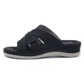 Women's black wedge sandals with crossover straps and stylish metal stud details - EU 36 / Black