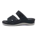 Women's black platform sandals with cross straps and geometric buckle detail - EU 36 / Black
