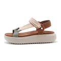 Sandali con zeppa da donna con cinturini multicolore marrone beige e velcro - EU 35 / Marrone