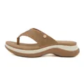 Brown wedge flip-flops for women with rhinestone straps and non-slip platform soles - EU 35 / Brown