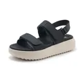 Women's black platform sandals with dual hook-and-loop straps and beige wedge sole - EU 39 / Black