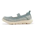 Women's sage green knit Mary Jane walking shoes with elastic strap and thick non-slip sole - EU 35 / Green