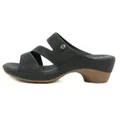 Women's black wedge sandals with rhinestone straps and brown cushioned sole - EU 35 / Black