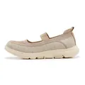 Damen Mary Jane Sneaker aus beigem Strickgewebe mit atmungsaktivem Netz und dicker Sohle - Aprikose