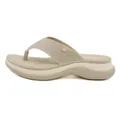 Beige platform wedge flip flops for women with sparkly rhinestone straps and soft sole - EU 35 / Beige