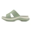 Women's sage green platform slide sandals with rhinestones and thick beach wedge sole - EU 35 / Green