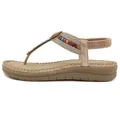Boheemse sleehak sandalen met champagnegouden strassteentjes en elastische hielband - EU 36 / Champagne