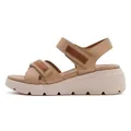 Sandalias con cuña para mujer con doble tira de velcro en beige, diseño ligero - EU 35 / Albaricoque