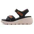 Sandalias de cuña para mujer en negro y marrón con cierres de velcro y suela de plataforma - EU 35 / Negro