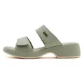 Sage green platform wedge slide sandals with dual straps and metallic buckle detail - EU 35 / Green