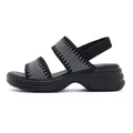 Sandalias con plataforma negras ligeras con correas elásticas de rayas y suela de olas - EU 35 / Negro