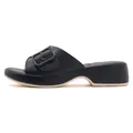Women's matte black platform wedge slide with large decorative buckle and thick sole - EU 35 / Black