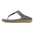 Women's bohemian grey flip-flops with sequins, braided straps, and soft brown soles - EU 36 / Gray