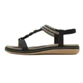 Women's black flat sandals with bohemian braided straps and elastic ankle back strap - EU 36 / Black